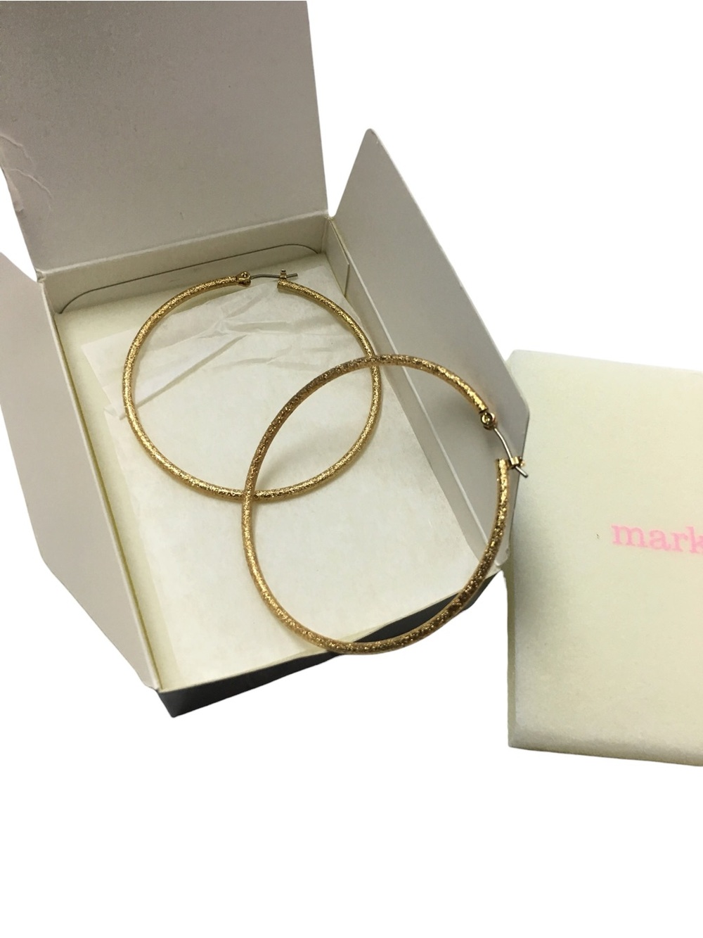mark. Sophistique Shimmery Goldtone Hoop Earrings Simple RARE Avon